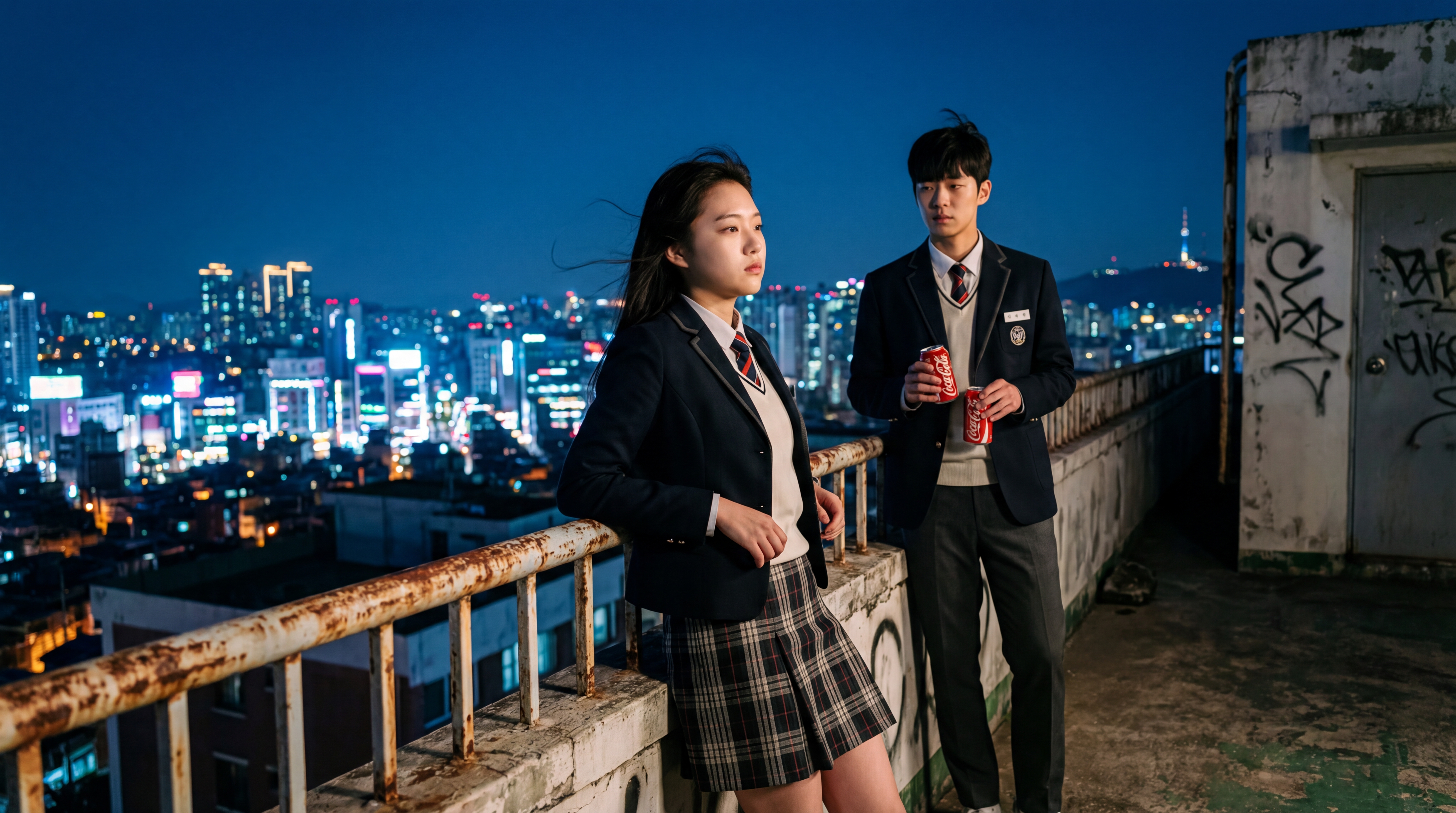 Korean Rooftop Night Conversation input 1